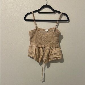 Women's Tan Smocked Top